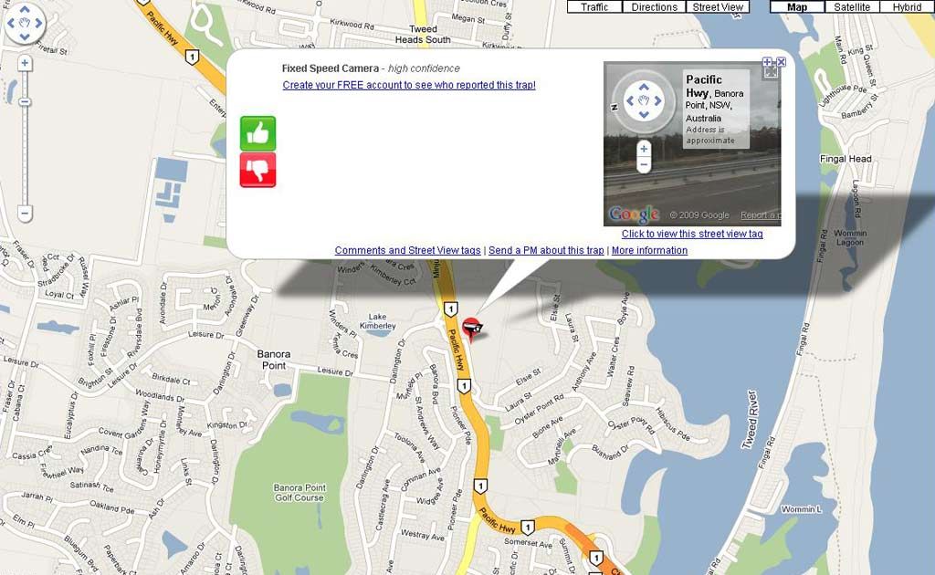 The Trapster site indicates speed trap locations. The Trapster site indicates speed trap locations.