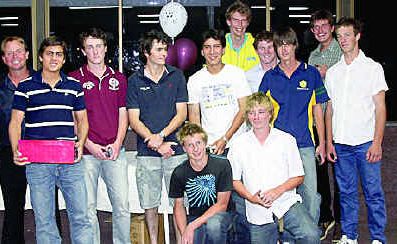 (back, from left) Jon Pearson, Arthur Mendes, Jamie Saunders, Nathan Chandler, Robert Hammermeister, Mitchell Barling, Mitchell Siebenhausen, Nick Kemp, Robbie Neville, James Hughes, (front) Marty Johnson and Chris Leach at the presentation night. (back, from left) Jon Pearson, Arthur Mendes, Jamie Saunders, Nathan Chandler, Robert Hammermeister, Mitchell Barling, Mitchell Siebenhausen, Nick Kemp, Robbie Neville, James Hughes, (front) Marty Johnson and Chris Leach at the presentation night.