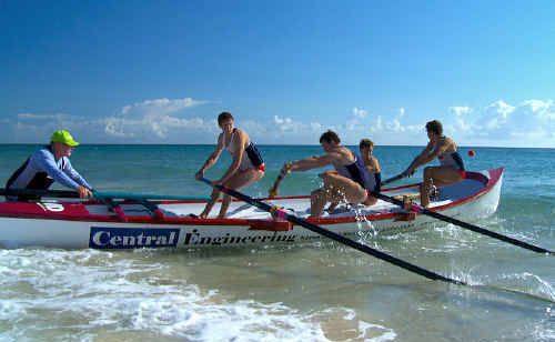 Pat McGuire, Evan Mills, Sam McLeod, James Lyons and Declan Smith prepare to compete in the under-19 Queensland Cup surf-boat series. Pat McGuire, Evan Mills, Sam McLeod, James Lyons and Declan Smith prepare to compete in the under-19 Queensland Cup surf-boat series.