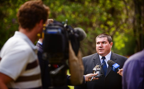 Detective Senior Constable Tony King addresses members of the national media before a coronial inquest into the death of Lee Ellen Stace. Detective Senior Constable Tony King addresses members of the national media before a coronial inquest into the death of Lee Ellen Stace.