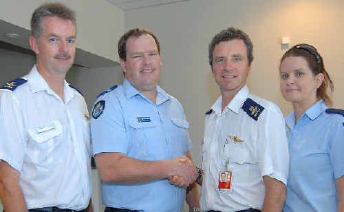 Adrian Smith, Snr Const John Kendall, Haydn Frisby and Const Leesa Whalley are thrilled with the results of the first Bundaberg Police Charity Ball, which raised more than $10,000 for the RFDS. Photo: CLEMENTINE NORTON fund1311a Adrian Smith, Snr Const John Kendall, Haydn Frisby and Const Leesa Whalley are thrilled with the results of the first Bundaberg Police Charity Ball, which raised more than $10,000 for the RFDS. Photo: CLEMENTINE NORTON fund1311a