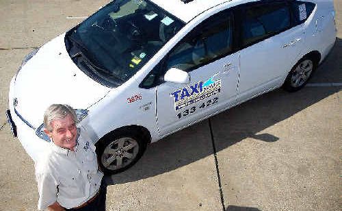 Tweed Heads Coolangatta Taxis Service driver Dave Hatefield with the fleet’s current Toyota Prius. Tweed Heads Coolangatta Taxis Service driver Dave Hatefield with the fleet’s current Toyota Prius.