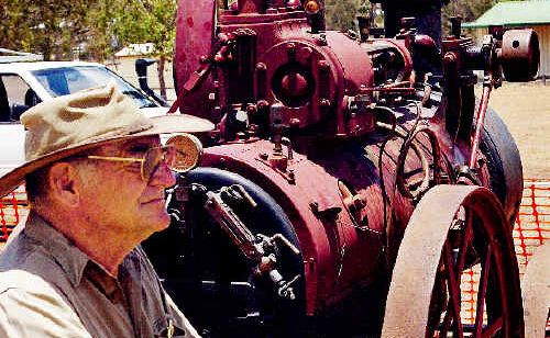 David Berthelsen shows the 1910 Clayton Shuttleworth portable engine, on loan from the Gayndah museum, that was used on a homestead to cut timber. David Berthelsen shows the 1910 Clayton Shuttleworth portable engine, on loan from the Gayndah museum, that was used on a homestead to cut timber.