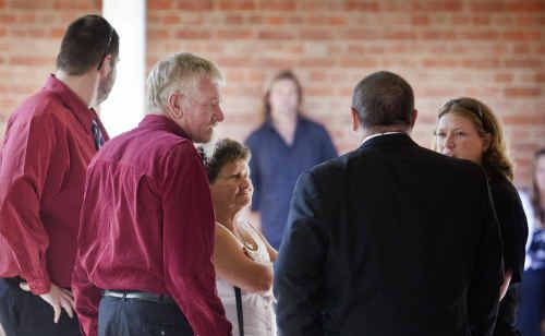 MEMBERS of the Stace family talk with Detective Tony King outside Grafton court during the coronial inquest into the death of Lee Ellen Stace. MEMBERS of the Stace family talk with Detective Tony King outside Grafton court during the coronial inquest into the death of Lee Ellen Stace.