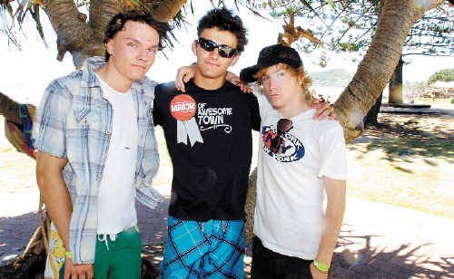 Gold Coast schoolies (from left) Cameron Thompson, Gerhard Maree and Brad Martin-Turner came to Byron Bay for its relaxed atmosphere, but ran into early trouble with some toolies. Gold Coast schoolies (from left) Cameron Thompson, Gerhard Maree and Brad Martin-Turner came to Byron Bay for its relaxed atmosphere, but ran into early trouble with some toolies.