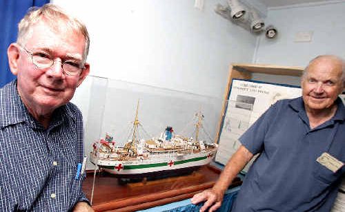 Historians at the Tweed River Regional Museum Robert Guthrie and Robert Ford examine a model of the World War II hospital ship, the Centaur. Historians at the Tweed River Regional Museum Robert Guthrie and Robert Ford examine a model of the World War II hospital ship, the Centaur.