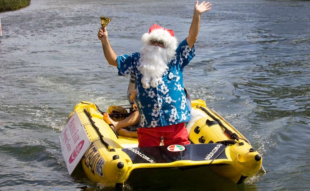 Santa swapped his reindeer for a boat. Santa swapped his reindeer for a boat.