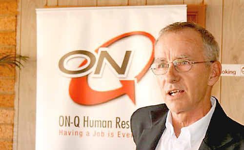 ON-Q Human Resources program manager Brett Grant addressing people at the organisation’s special Thank-Q. ON-Q Human Resources program manager Brett Grant addressing people at the organisation’s special Thank-Q.