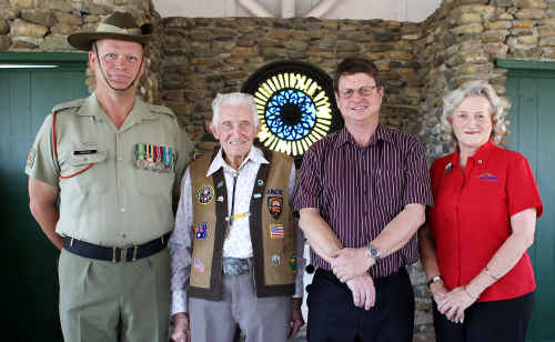 Warrant Officer Dave Renton from Shoalwater Bay, Jack Fleming, Robert Schwarten and Cr Rose Swadling. Warrant Officer Dave Renton from Shoalwater Bay, Jack Fleming, Robert Schwarten and Cr Rose Swadling.