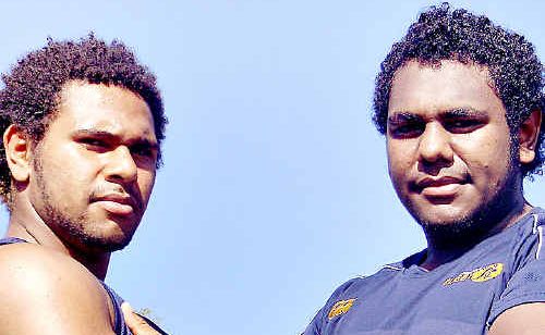 Angus Dorante and Masi Nona stand proud after being selected for the Junior Gold Squad Camp. Angus Dorante and Masi Nona stand proud after being selected for the Junior Gold Squad Camp.