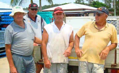 Fishermen George Baker (45 years experience), Donald Johnson (32 years), Wayne Meyer (six years) and Bill Meyer (29 years) have never seen such as dismal prawn season. Fishermen George Baker (45 years experience), Donald Johnson (32 years), Wayne Meyer (six years) and Bill Meyer (29 years) have never seen such as dismal prawn season.