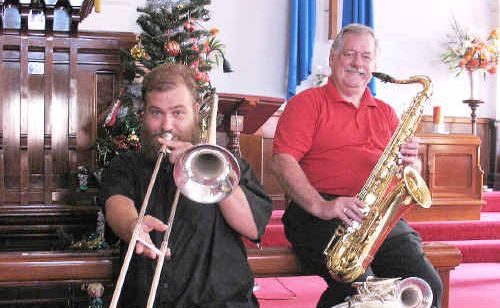 Lismore City Concert Band director Ben van Kleef and Reverend Bob Rutherford from the Lismore Uniting Church will be rocking out at the No Room At The Inn charity concert next Monday. Lismore City Concert Band director Ben van Kleef and Reverend Bob Rutherford from the Lismore Uniting Church will be rocking out at the No Room At The Inn charity concert next Monday.