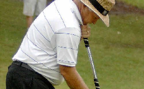 Australian PGA Senior champion Peter Senior on his way to winning the tournament at Byron Bay. Australian PGA Senior champion Peter Senior on his way to winning the tournament at Byron Bay.