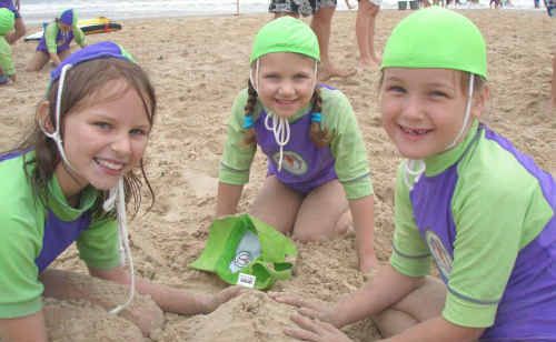 Minnie Water Wooli nippers Rachel, Mia and Zoe making the most of a break in the rain. Minnie Water Wooli nippers Rachel, Mia and Zoe making the most of a break in the rain.