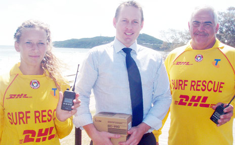 PICTURED is Westpac Byron Bay manager David Thomson presenting the two new radios to surf club members Brooke Yopp and Neil Cameron. PICTURED is Westpac Byron Bay manager David Thomson presenting the two new radios to surf club members Brooke Yopp and Neil Cameron.