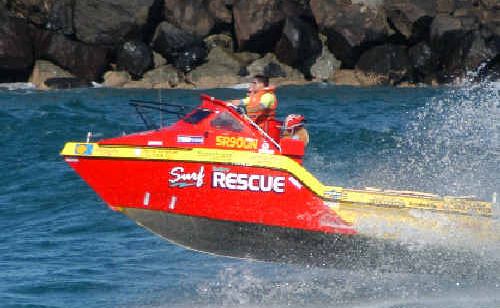 Ballina’s Jet Boat Rescue came to the aid of the two men at the scene of the freak accident. Ballina’s Jet Boat Rescue came to the aid of the two men at the scene of the freak accident.