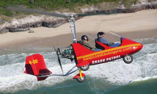 The shark-watch gyrocopter. The shark-watch gyrocopter.