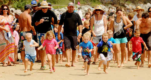 The start of the toddlers races at the Maclean Lions Club Brooms Head Family Sports Day yesterday. The start of the toddlers races at the Maclean Lions Club Brooms Head Family Sports Day yesterday.