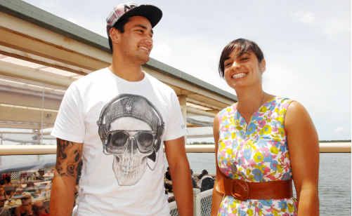 Rabbitohs five-eighth John Sutton with his netballing sister Joanne in Yamba this week. Rabbitohs five-eighth John Sutton with his netballing sister Joanne in Yamba this week.