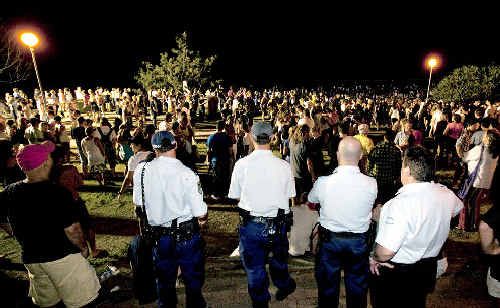 Police keep watch over the New Year’s Eve crowd in Byron Bay, but according to senior officers they had a fairly quiet night thanks to the good behaviour of revellers. Police keep watch over the New Year’s Eve crowd in Byron Bay, but according to senior officers they had a fairly quiet night thanks to the good behaviour of revellers.