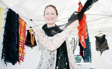 Byron Bay designer Zoe Wall shows off her beautiful scarves.
Byron Bay designer Zoe Wall shows off her beautiful scarves.