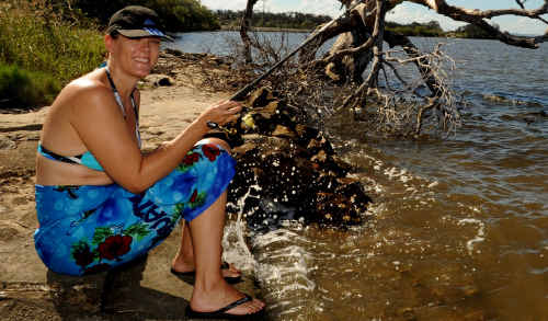 Kerrie Killen, of Maitland, fishing at Micalo Island. Kerrie Killen, of Maitland, fishing at Micalo Island.
