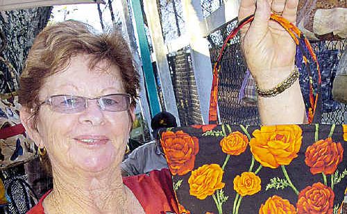June Bellenger at one of the 2009 Torquay Twilight Markets with her hand-made handbags. June Bellenger at one of the 2009 Torquay Twilight Markets with her hand-made handbags.