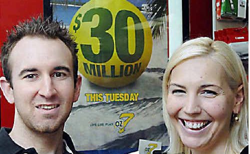 Ready to sell a winning ticket for $30 million are Shaun and Jody Brady, of Highfields News. Ready to sell a winning ticket for $30 million are Shaun and Jody Brady, of Highfields News.