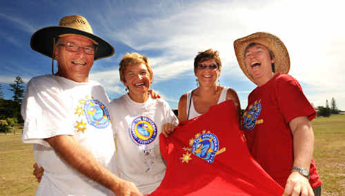 Live Prawn Production Inc volunteers (from left) Garry Brisbane, Ilma Hynson, Bev Mansfield and Jen Smith with a sample of one of the T-shirts that will be given away this Sunday at the Yamba River Markets. Live Prawn Production Inc volunteers (from left) Garry Brisbane, Ilma Hynson, Bev Mansfield and Jen Smith with a sample of one of the T-shirts that will be given away this Sunday at the Yamba River Markets.