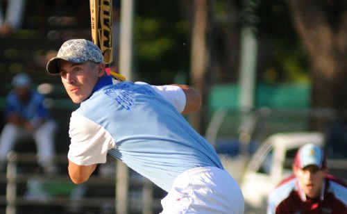 Troy Henwood goes on the attack during his top-scoring knock for Coutts Crossing against Brothers in Monday night cricket. Troy Henwood goes on the attack during his top-scoring knock for Coutts Crossing against Brothers in Monday night cricket.