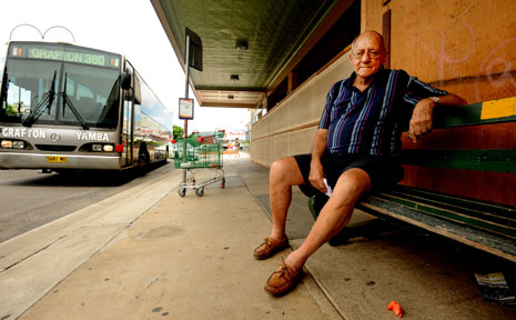 Spiro Notaras sits outside his Saraton Theatre. Spiro Notaras sits outside his Saraton Theatre.