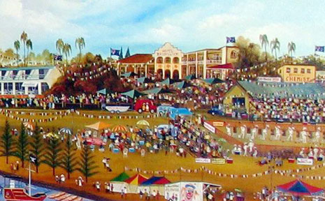 Reg Gregor’s ‘Axeman stand to your logs,’ commemorating 50 years of the Woodchop Carnival, will hang at the Hotel Brunswick for all to enjoy. Reg Gregor’s ‘Axeman stand to your logs,’ commemorating 50 years of the Woodchop Carnival, will hang at the Hotel Brunswick for all to enjoy.
