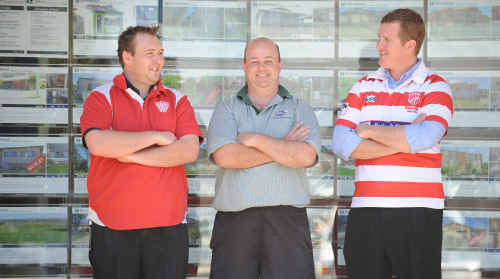 Grafton captain Chris Jackson with new sponsors, Mark Knott and Craig Chad. Grafton captain Chris Jackson with new sponsors, Mark Knott and Craig Chad.