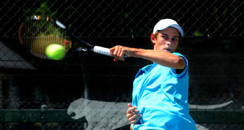 Grafton’s latest tennis sensation Jacob Sullivan on court at the Grafton Tennis Complex. Grafton’s latest tennis sensation Jacob Sullivan on court at the Grafton Tennis Complex.