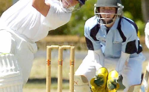 Sam Reading, from the Far North Coast team, keeps wicket as New Zealand’s Jeremy Winchester drives a ball straight at Nielson Park, East Lismore, yesterday. Sam Reading, from the Far North Coast team, keeps wicket as New Zealand’s Jeremy Winchester drives a ball straight at Nielson Park, East Lismore, yesterday.