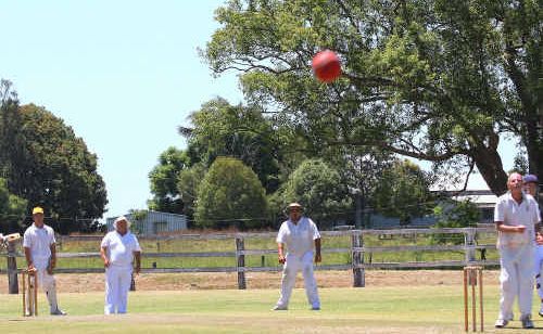 Westlawn fielders watch as this ball heads for the boundary in the match against Coutts Crossing at Ulmarra on Saturday. Westlawn fielders watch as this ball heads for the boundary in the match against Coutts Crossing at Ulmarra on Saturday.