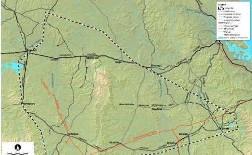 ZeroGen’s area of study for its power station stretches from Biloela west towards Emerald and Springsure. ZeroGen’s area of study for its power station stretches from Biloela west towards Emerald and Springsure.