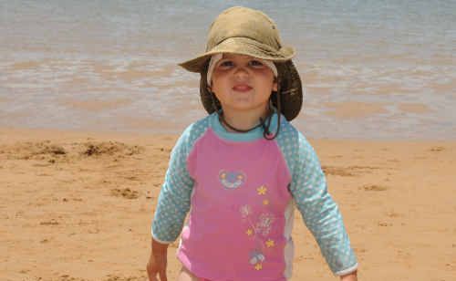 Jade Schembri takes it all in her stride while exploring the beach at Bargara. Jade Schembri takes it all in her stride while exploring the beach at Bargara.