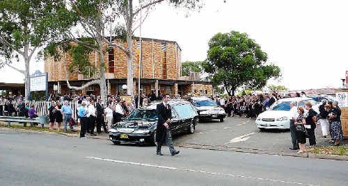 A large crowd gathered for the funeral of Joseph and Carole Sherry at Our Lady Queen of Peace Catholic Church in Greystanes, Sydney. The couple drowned at South Ballina Beach two weeks ago. A large crowd gathered for the funeral of Joseph and Carole Sherry at Our Lady Queen of Peace Catholic Church in Greystanes, Sydney. The couple drowned at South Ballina Beach two weeks ago.