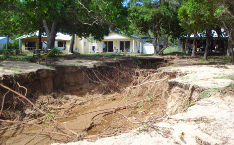 Flash flooding washed away large parts of the beach at Clairview. Flash flooding washed away large parts of the beach at Clairview.