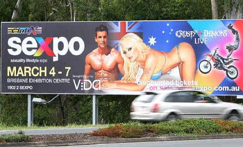 The Sexpo billboard on Brisbane Street at Dinmore. The Sexpo billboard on Brisbane Street at Dinmore.