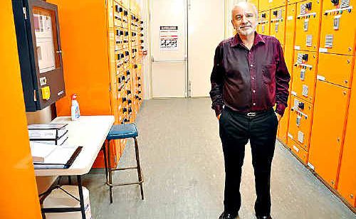 Cr Greg Belz in the electrical switch room. Cr Greg Belz in the electrical switch room.