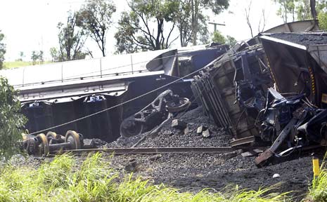 A coal train derails near Rockhampton this morning. A coal train derails near Rockhampton this morning.
