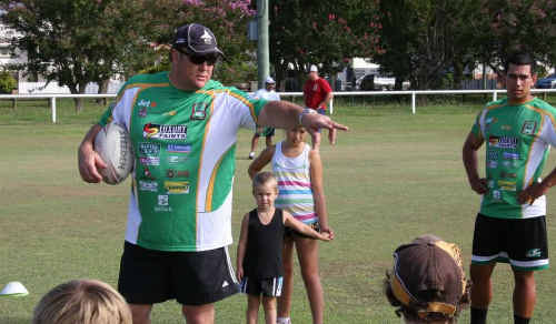League legend Glenn Lazarus will guide his Ipswich Jets squad through their paces as part of their affiliation with the Grafton Rhinos. League legend Glenn Lazarus will guide his Ipswich Jets squad through their paces as part of their affiliation with the Grafton Rhinos.