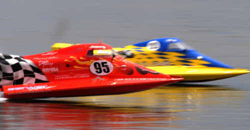 Corey Davoll (front) and Geoff Bollins go at it down the river during second round of the Grafton Formula Powerboat Grand Prix on the Clarence River. Corey Davoll (front) and Geoff Bollins go at it down the river during second round of the Grafton Formula Powerboat Grand Prix on the Clarence River.