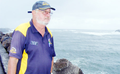 TAKE CARE: Commander of the Ballina flotilla of the Australian Volunteer Coast Guard, Norm Lannoy, urges boaties to heed the advice of coast guard volunteers before crossing the treacherous Ballina bar after two incidents on the bar last week. TAKE CARE: Commander of the Ballina flotilla of the Australian Volunteer Coast Guard, Norm Lannoy, urges boaties to heed the advice of coast guard volunteers before crossing the treacherous Ballina bar after two incidents on the bar last week.