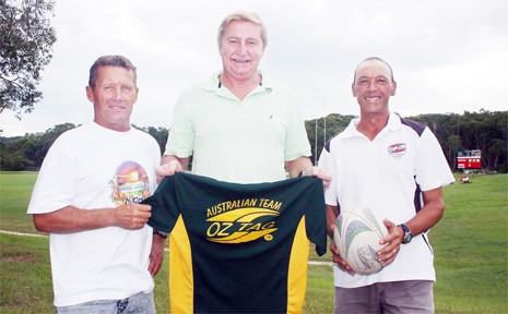 Neil Cameron, Ray Wakefield and Serge Brecard get ready for their trip to New Zealand where they will play in the Australian over 50 Oztag team. Neil Cameron, Ray Wakefield and Serge Brecard get ready for their trip to New Zealand where they will play in the Australian over 50 Oztag team.