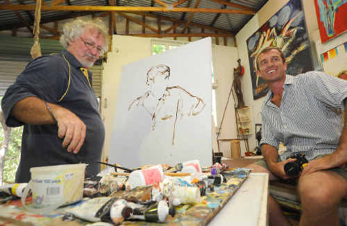 Nigel Brennan sits for his preliminary portrait with local artist Dave Machen, who will enter the painting in the Archibald Prize this year. Photo: Max Fleet art1102d Nigel Brennan sits for his preliminary portrait with local artist Dave Machen, who will enter the painting in the Archibald Prize this year. Photo: Max Fleet art1102d