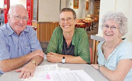 City of Lismore RSL Sub-Branch president Bob Mowle with RaHOW founders Sabina Baltruweit and Margaret Loong. City of Lismore RSL Sub-Branch president Bob Mowle with RaHOW founders Sabina Baltruweit and Margaret Loong.
