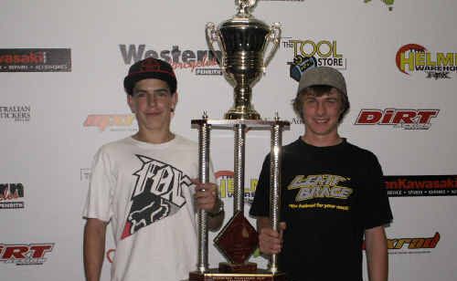 Club members Jacob McLeod (left) and Tom Williams at the 2009 Motorcycling NSW Night of Champions with the Champion State Trophy. Club members Jacob McLeod (left) and Tom Williams at the 2009 Motorcycling NSW Night of Champions with the Champion State Trophy.